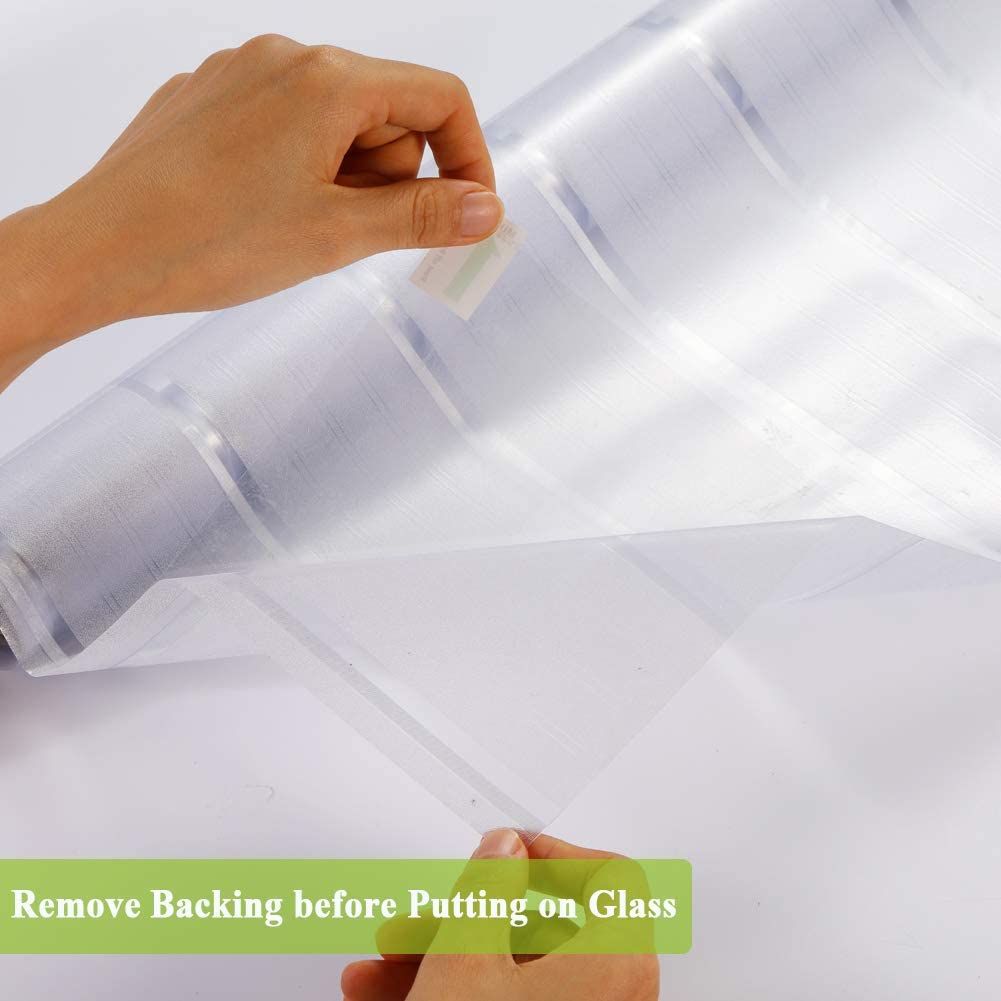 Privacy Window Film Frosted Window Cling Wide Strips Covering Non Adhesive Sticker GlDoor Film UV Blocking For Home Office-