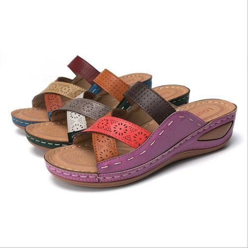 Ladies AALP Sandals Wedge Heels Large Size Flat Sandals And Slippers-Sky Blue