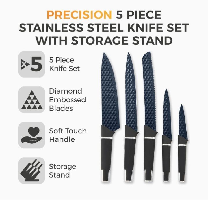 Precision 5 Piece Knife Set With Acrylic Storage Stand