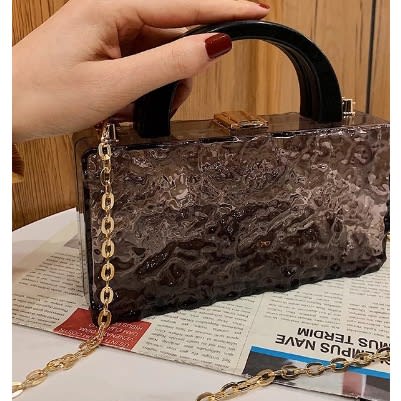 Acrylic Cracked Ice Design Purse - Black