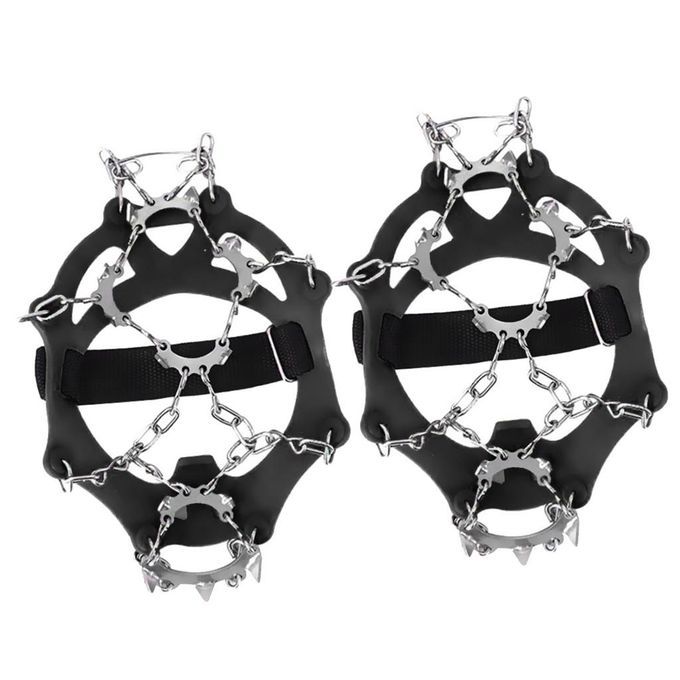 1 Pair 13 Tooth Ice Cleats Crampons For Walking Climbing Black L