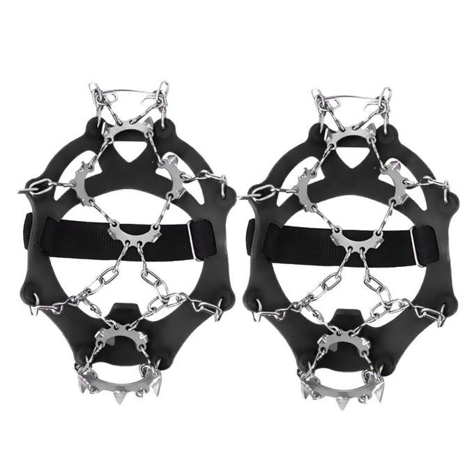 1 Pair 13 Tooth Ice Cleats Crampons For Walking Climbing Black L