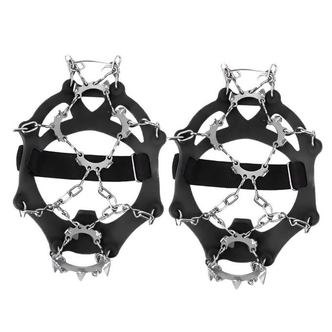 1 Pair 13 Tooth Ice Cleats Crampons For Walking Climbing Black L