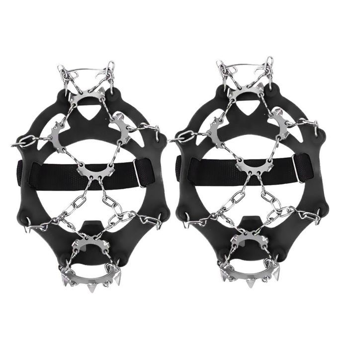 1 Pair 13 Tooth Ice Cleats Crampons For Walking Climbing Black L
