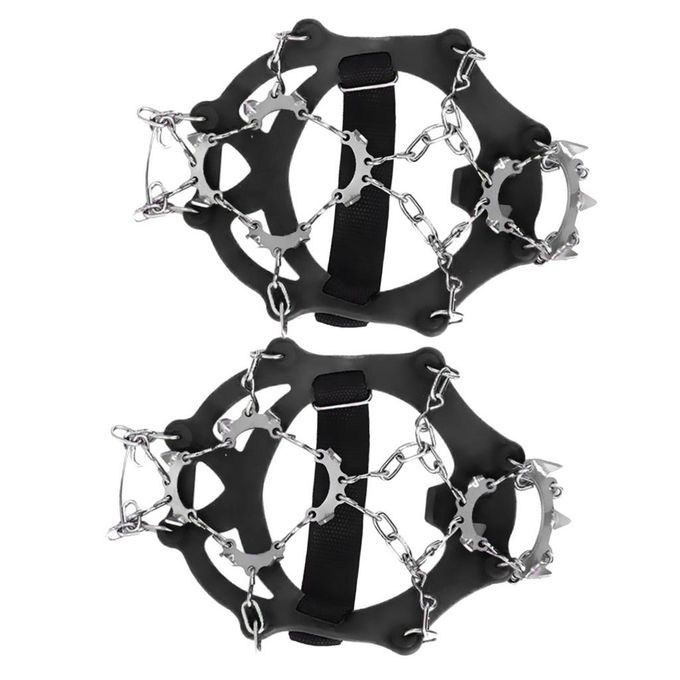 1 Pair 13 Tooth Ice Cleats Crampons For Walking Climbing Black L