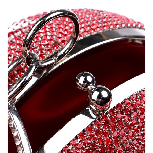 Round Dangling Stone Studded Chain Purse - Gold