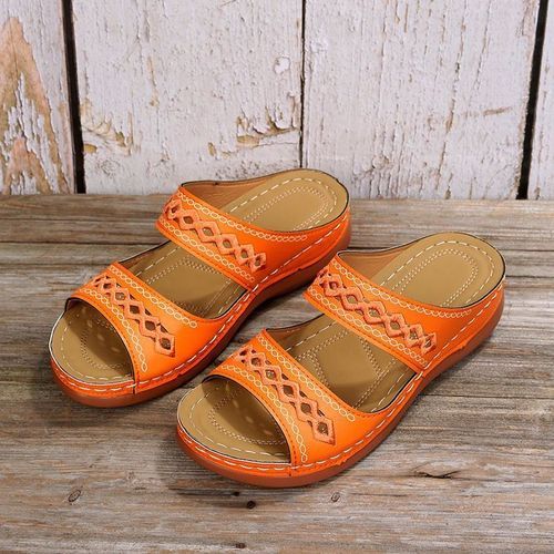 Retro Women Platform Sandals Causal Sandal(orange)