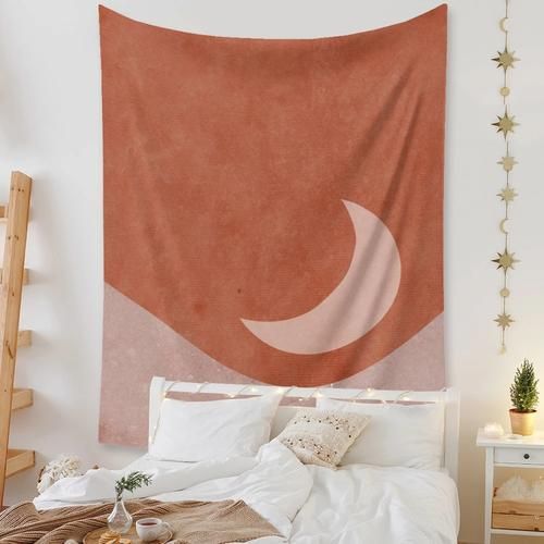 150*200CM Pink Moon Night Tapestry Wall Hanging Bohemian Celestial Wall Tapestry Hippie Wall Carpets Dorm Decor Boho Home Decoration