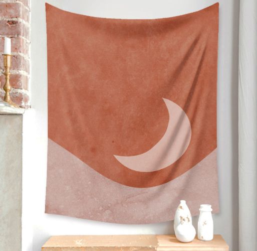 150*200CM Pink Moon Night Tapestry Wall Hanging Bohemian Celestial Wall Tapestry Hippie Wall Carpets Dorm Decor Boho Home Decoration