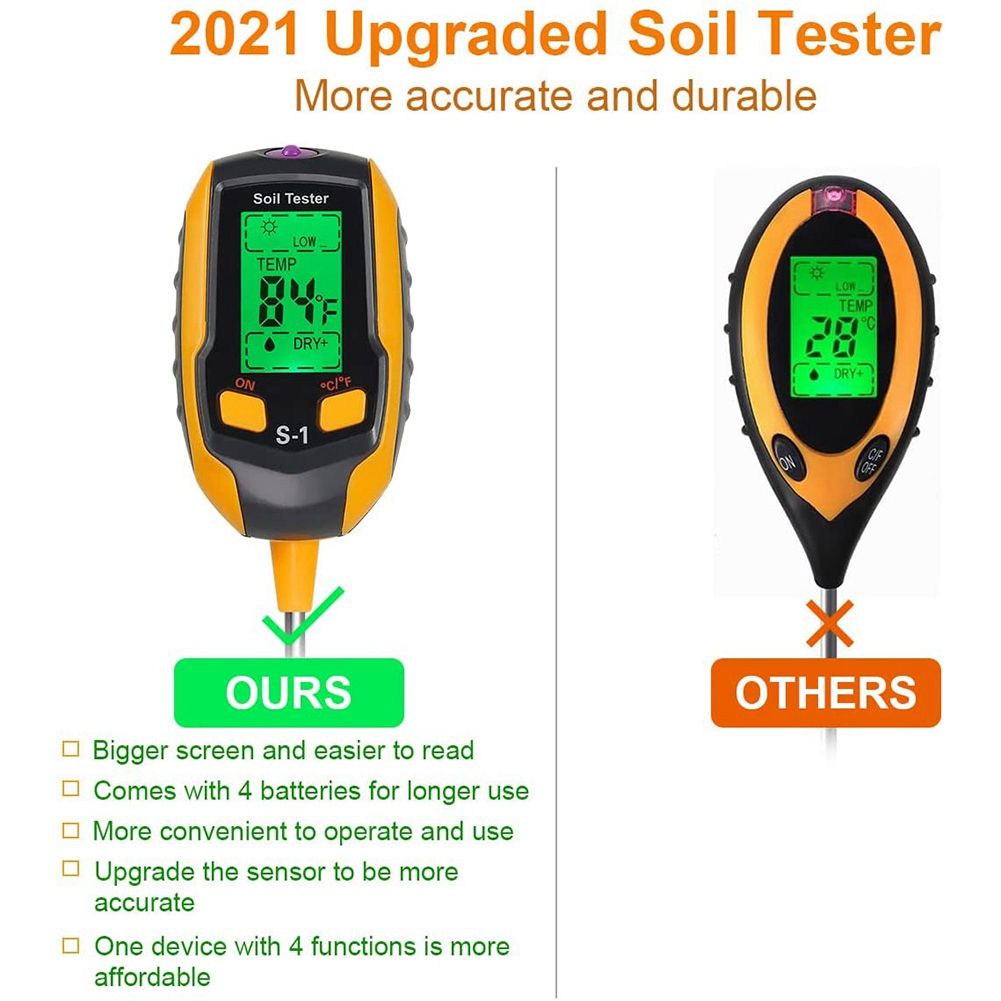Soil PH Meter, Digital Plant Moisture Meter With