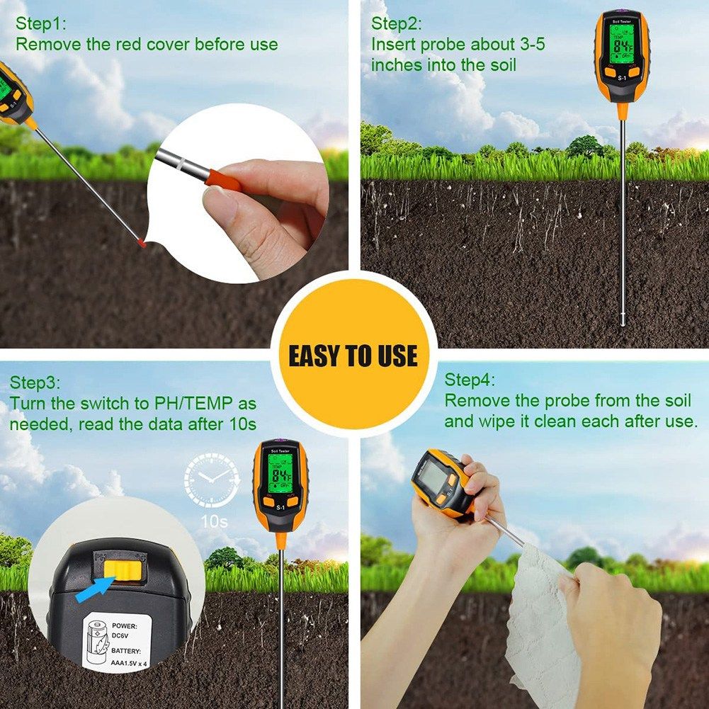 Soil PH Meter, Digital Plant Moisture Meter With