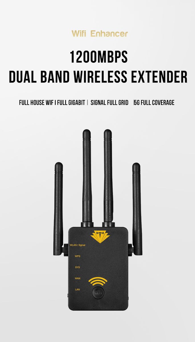 WiFi Repeater 5G 1200Mbps Wireless Router Range Extender