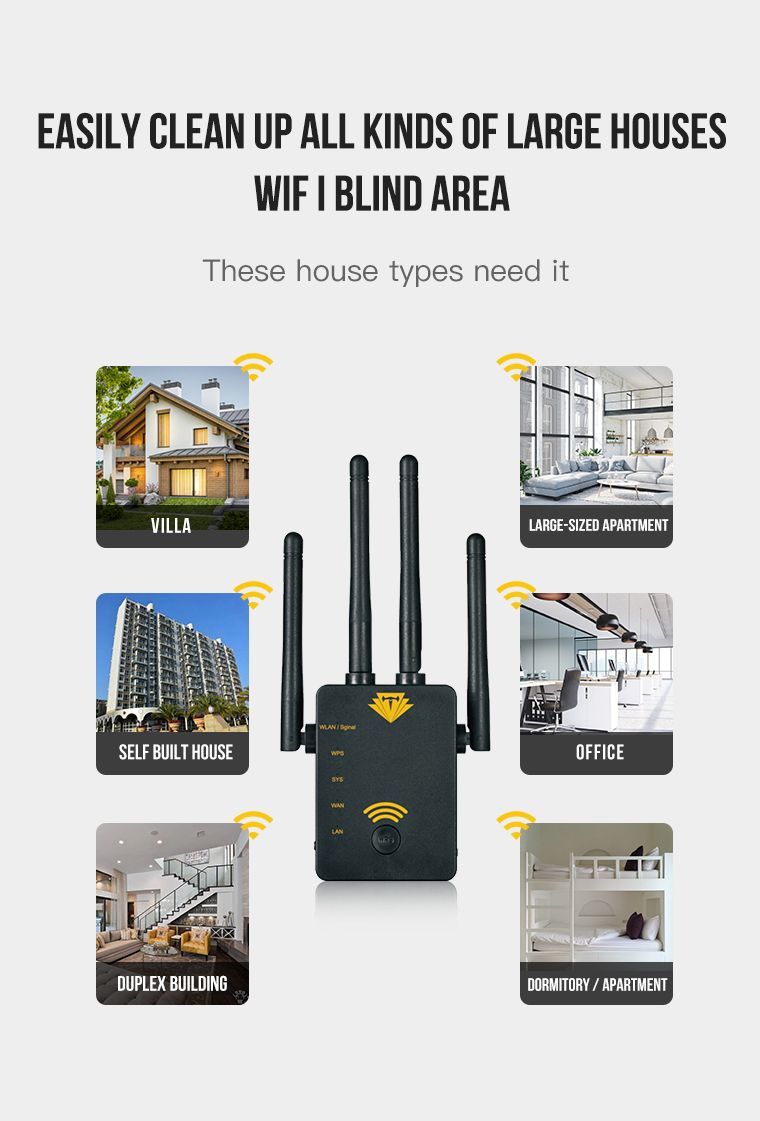 WiFi Repeater 5G 1200Mbps Wireless Router Range Extender