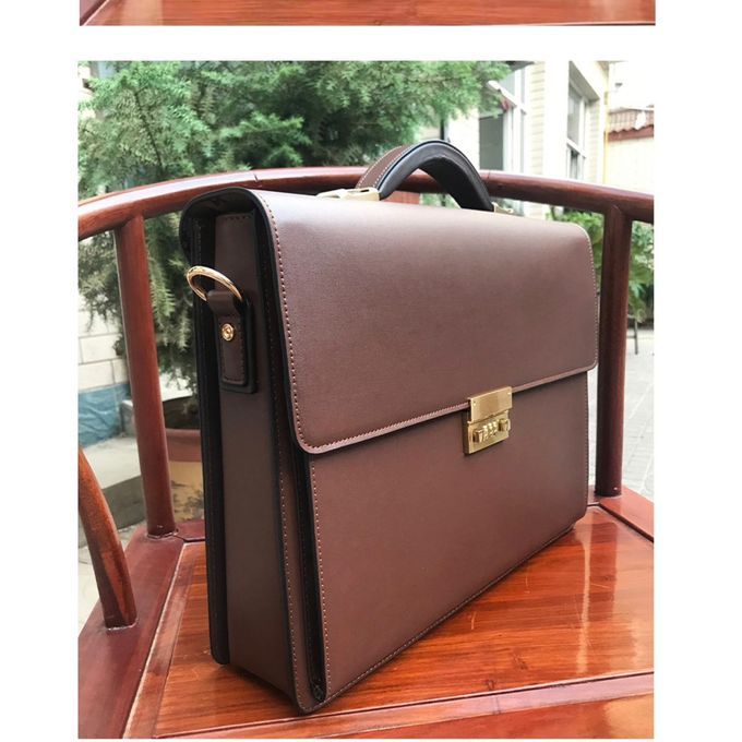 Premium Leather Men's Passcode Briefcase Bag - Executive Bag