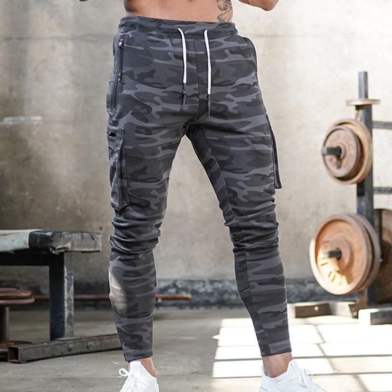 Sewing Elastic Cargo Pants with Multiple Pockets For Mens Casual Trackout Pants and Fitness Black Autumn