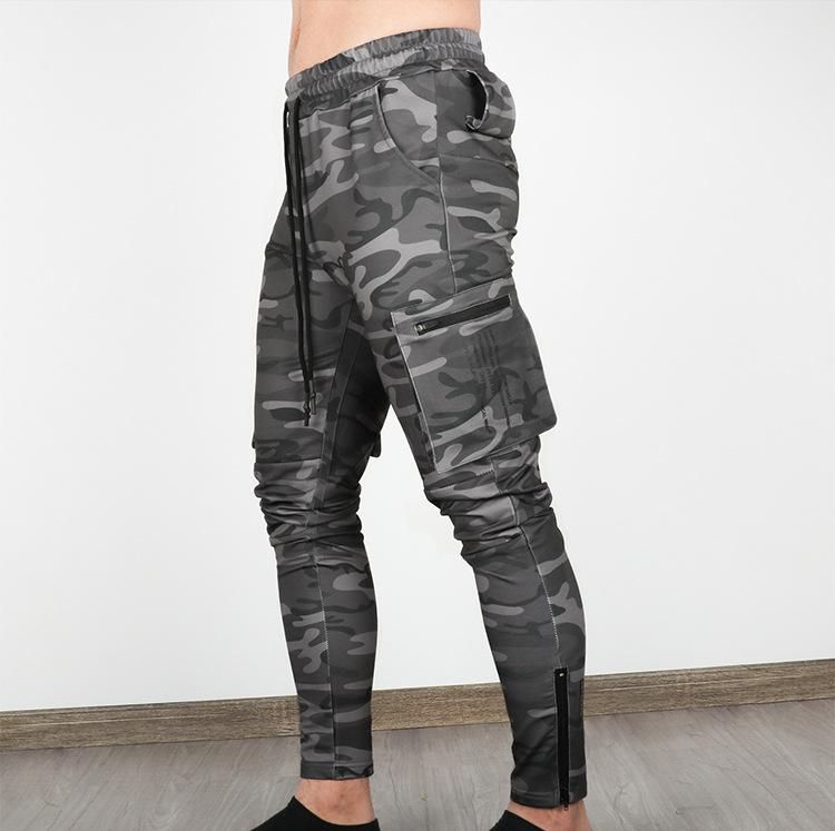 Sewing Elastic Cargo Pants with Multiple Pockets For Mens Casual Trackout Pants and Fitness Black Autumn