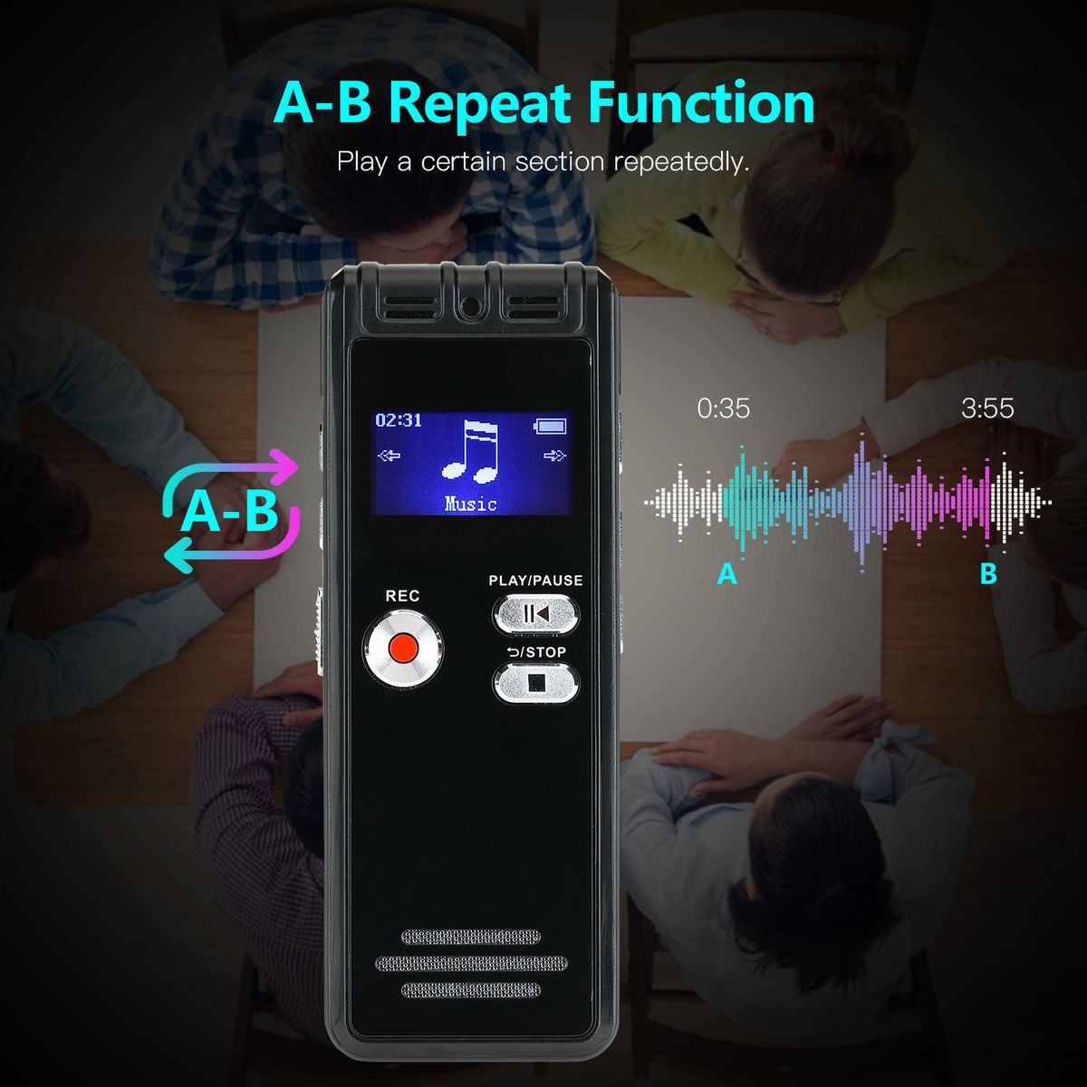 8GB Digital Voice Recorder Voice Activated Recorder MP3