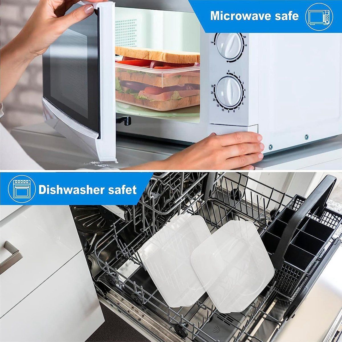 3 PCS Sandwich Containers - Microwave and Dishwasher Safe