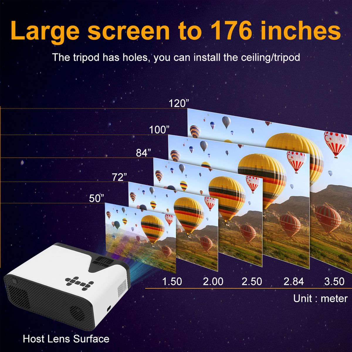 Mini Projector Home Portable Projector HD 1080p