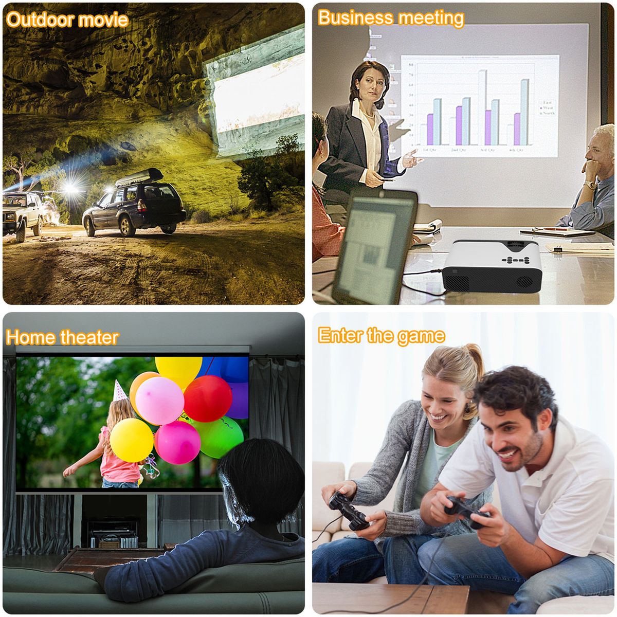 Mini Projector Home Portable Projector HD 1080p