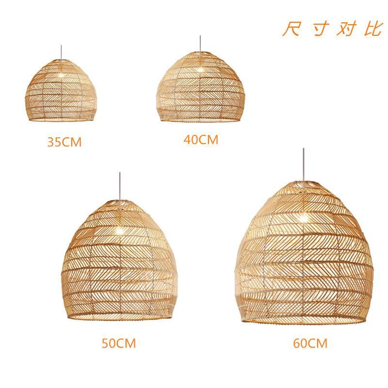 Rattan chandelier pastoral creative water pattern cover restaurant clothing store homestay tea room wedding dress wedding Chinese and Japanese lamps primary color Diameter 30 high 30CM