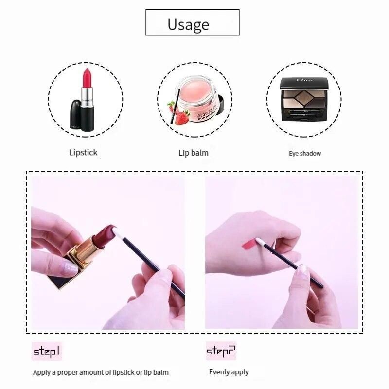 Disposable Lip Brush Border Lipstick Brush 50 PCs Flocking Lip Gloss Brush Beauty Tool