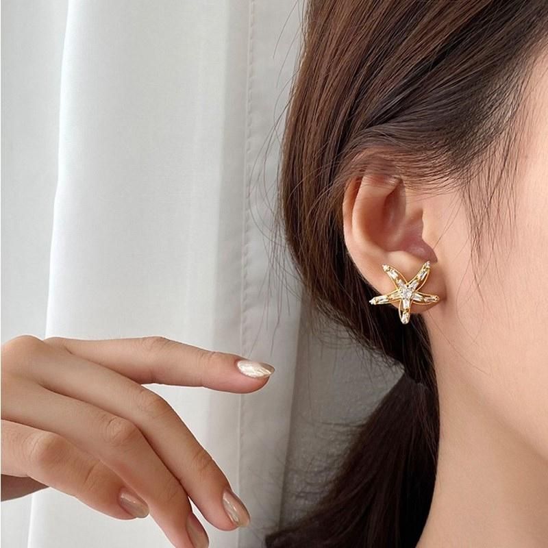 Neptune Five-Pointed Star Earrings Silver Pin Earrings