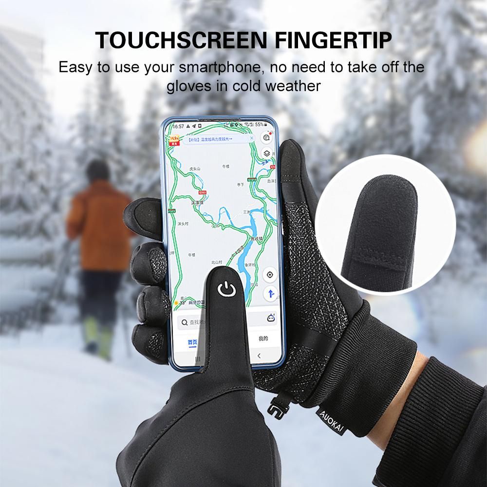 Waterproof Winter Warm Cycling Gloves Touchscreen Gloves Windproof Anti-slip Sports Thermal Gloves for Cycling Driving Running Hiking