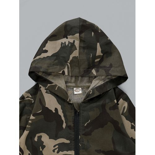 1-6Y Kid Boys Fashion Camou Long Sleeves Hoodie Outwear Windbreaker