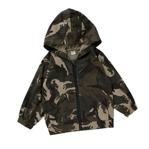 1-6Y Kid Boys Fashion Camou Long Sleeves Hoodie Outwear Windbreaker