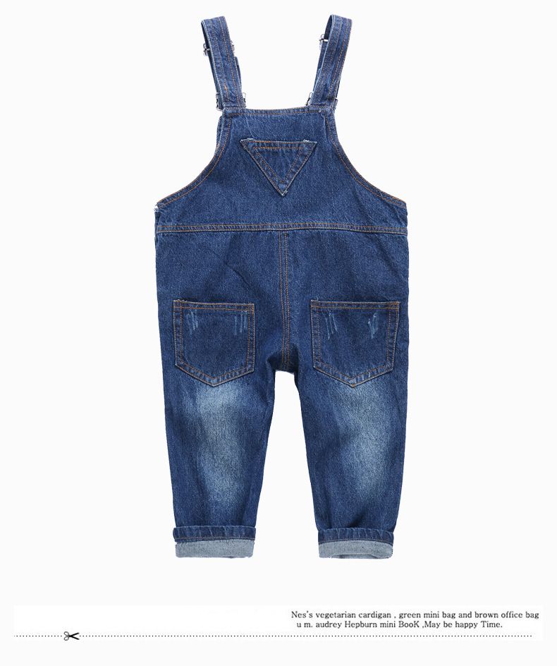 Baby 1-8 Yrs Boy Girls Overalls Jeans Pant(Color:Blue)