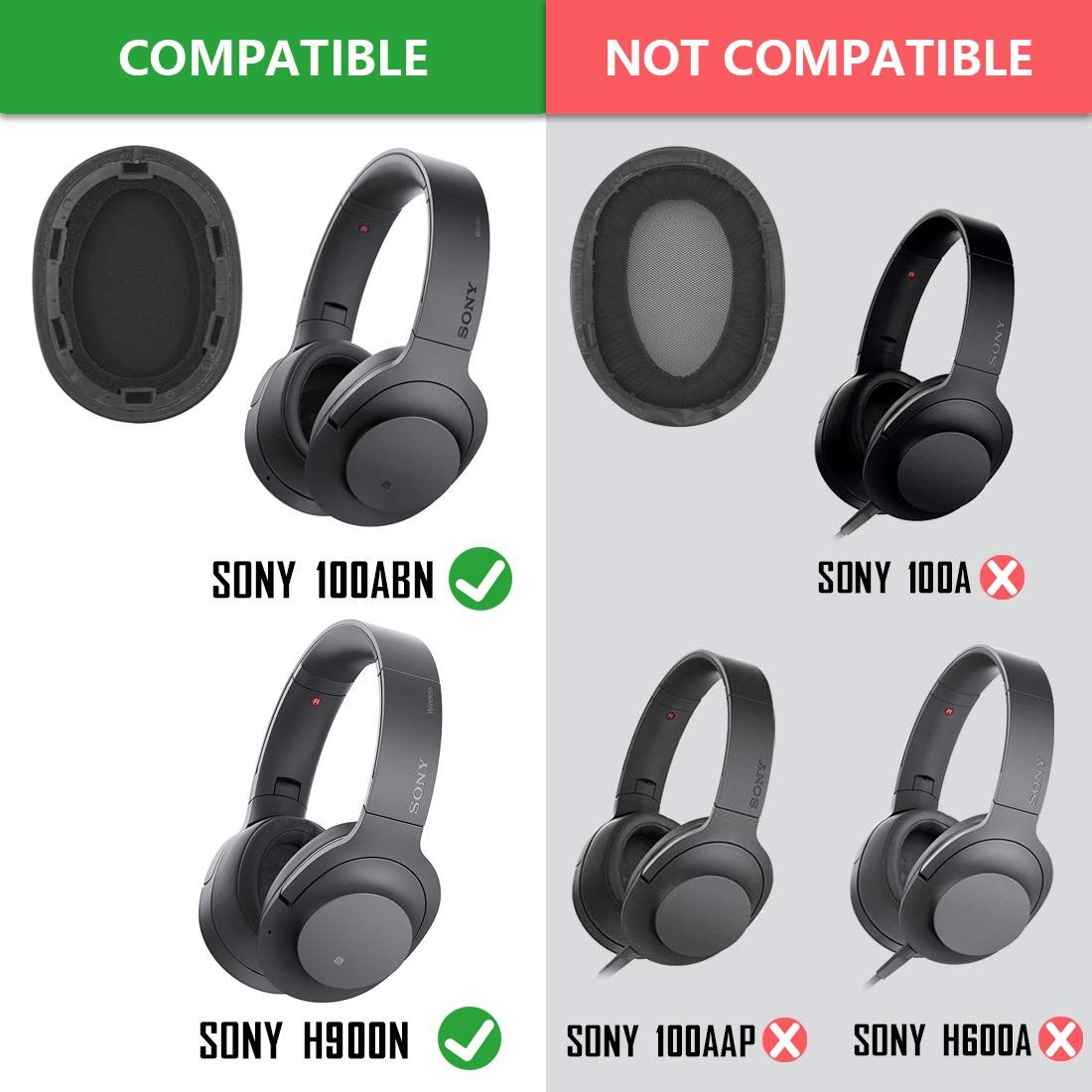 Ear Pads For Sony MDR-100ABN WH-H900N Headphones