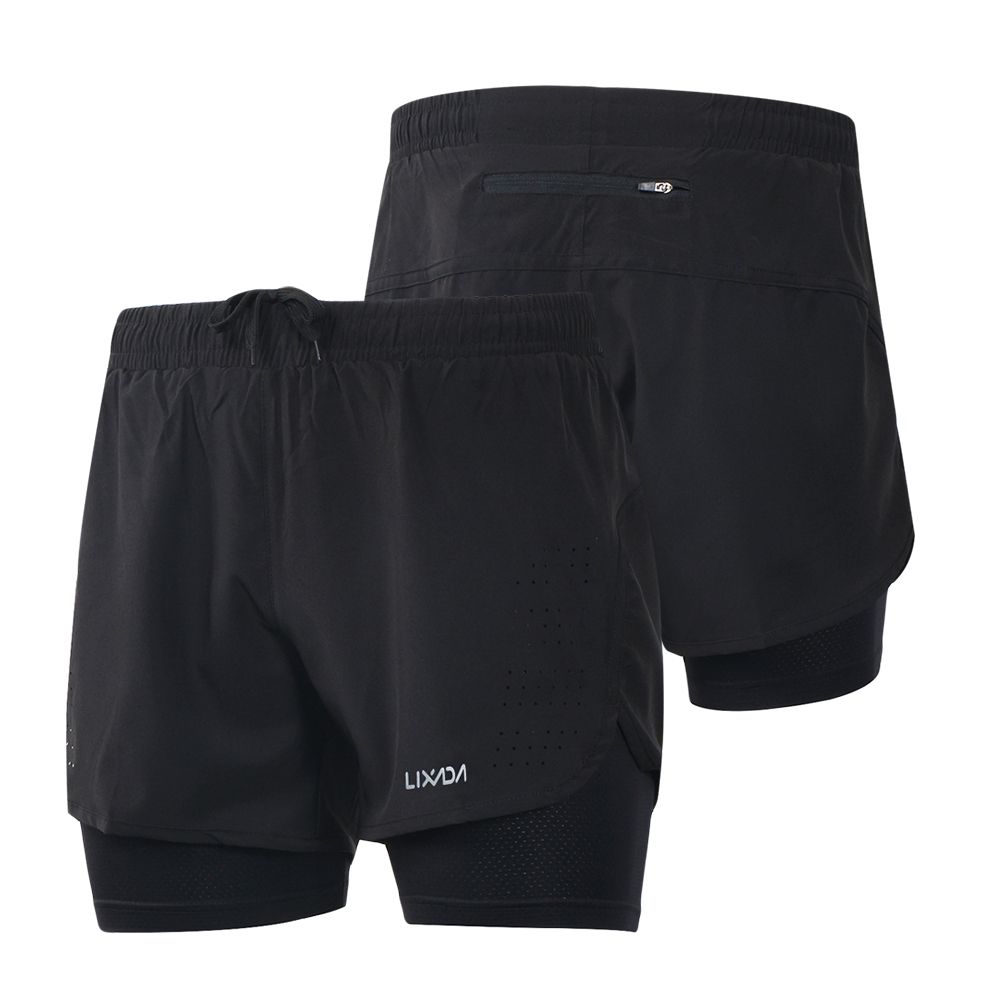 Lixada Men's 2-in-1 Running Shorts Quick Drying Breathable