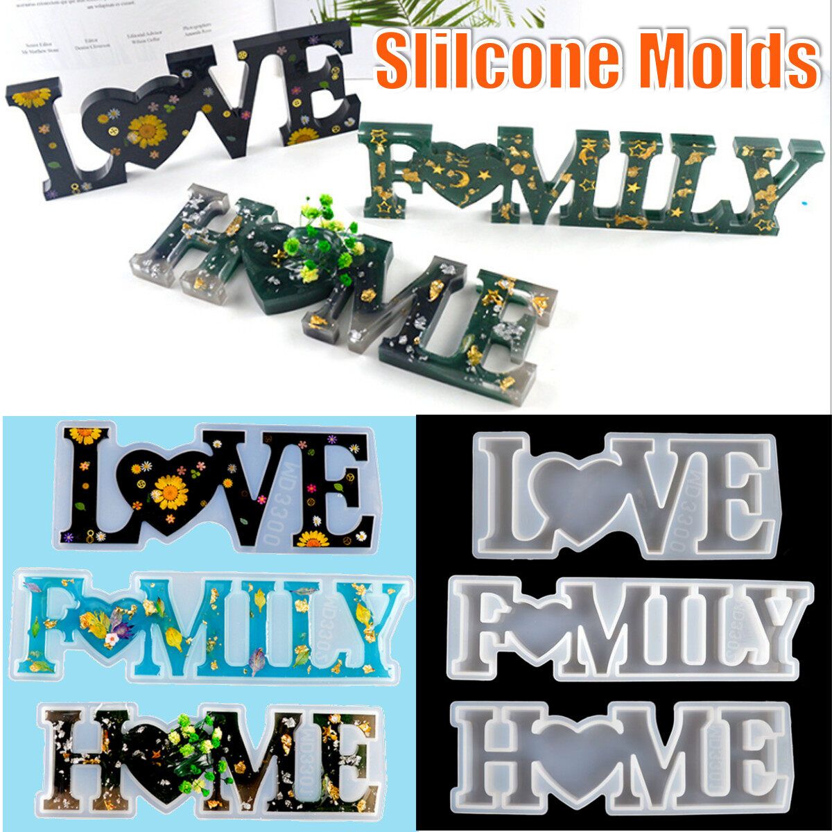 LOVE HOME FAMILY Sign Resin Casting Mold Silicone Jewelry Making Epoxy Mould Craft Tool DIY FAMILY Molds