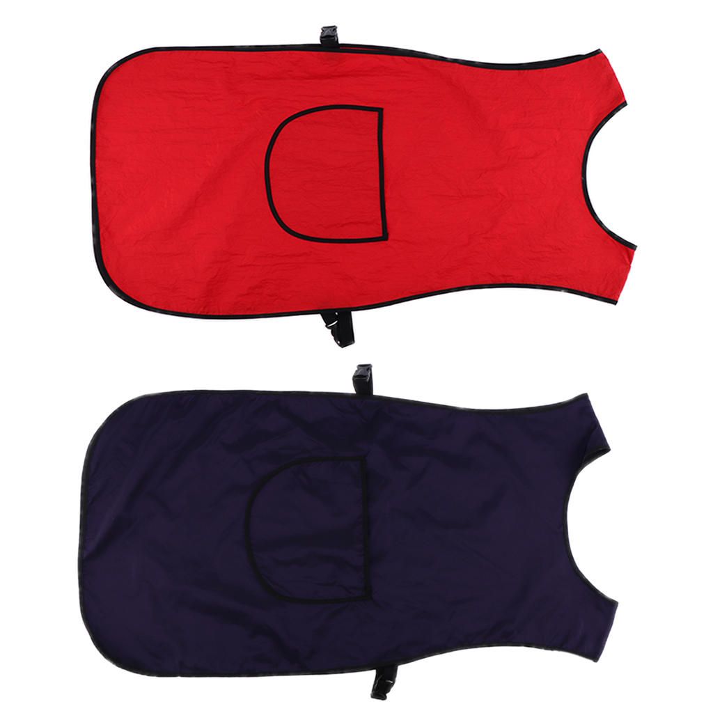 Navy/ PU Bib Apron With Pockets And Snap Closure - Red