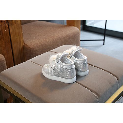 Children's LED Lights Shoes Girls Cartoon Baby Shoes-Sliver