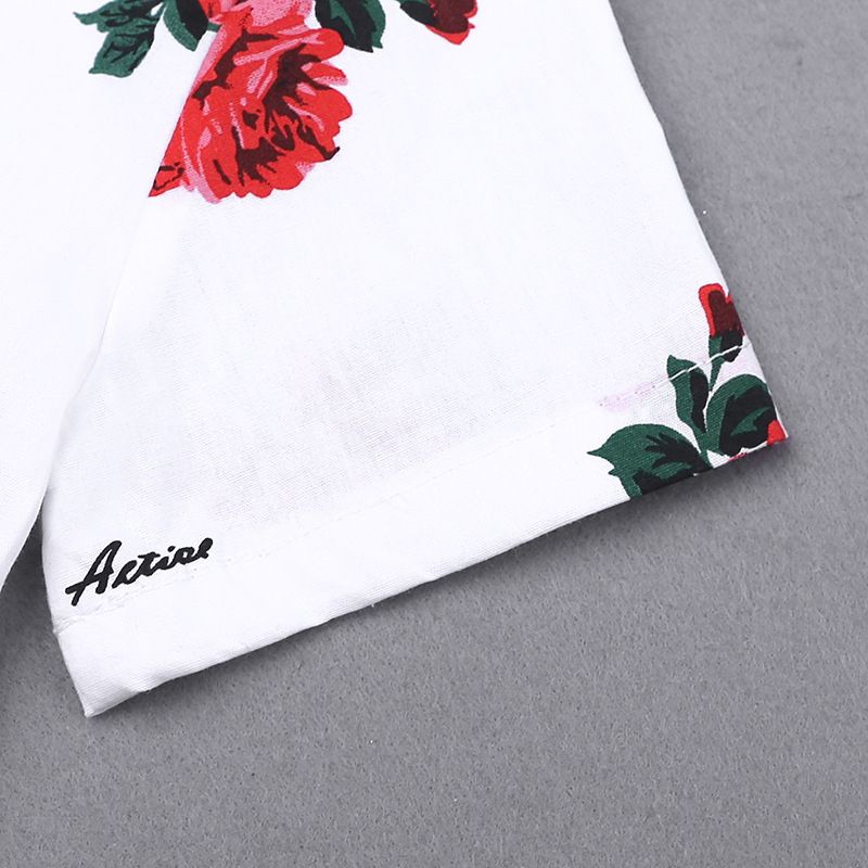 Summer Children's Printed Shirt Casual Shorts Suit Belt