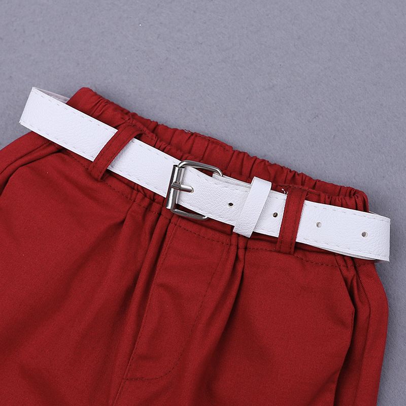 Summer Children's Printed Shirt Casual Shorts Suit Belt