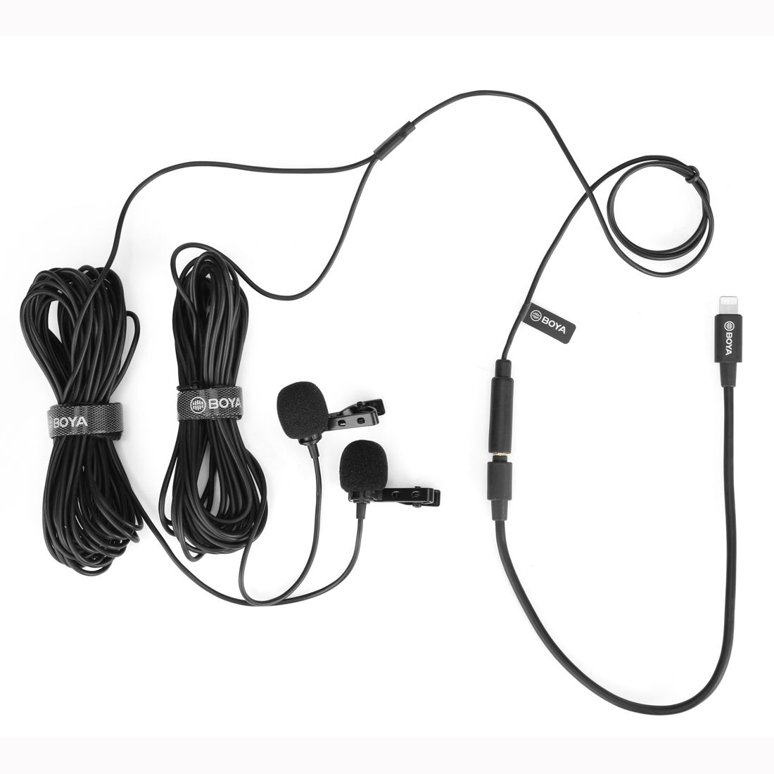 BY-M2D 8 Pin Interface Omnidirectional Lavalier Bimitral Head Digital Microphone, Length: 6m (Black)