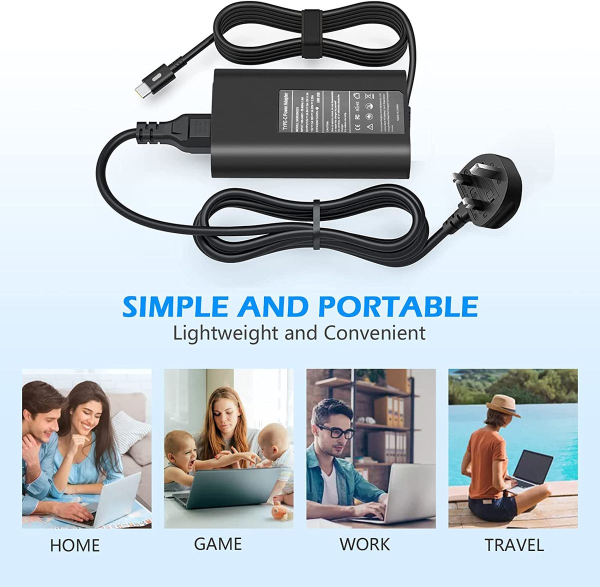 65W USB-C Laptop Charger Fit For HP Spectre X360 HP Chromebook X360 11 11A G7 G6 G5 G1 EE 13 14 14-ca061dx 14-ca020nr 14-ca060nr 14-ca051wm 14-ca052wm 11-ae051wm HP EliteBook 1020 1030 1040