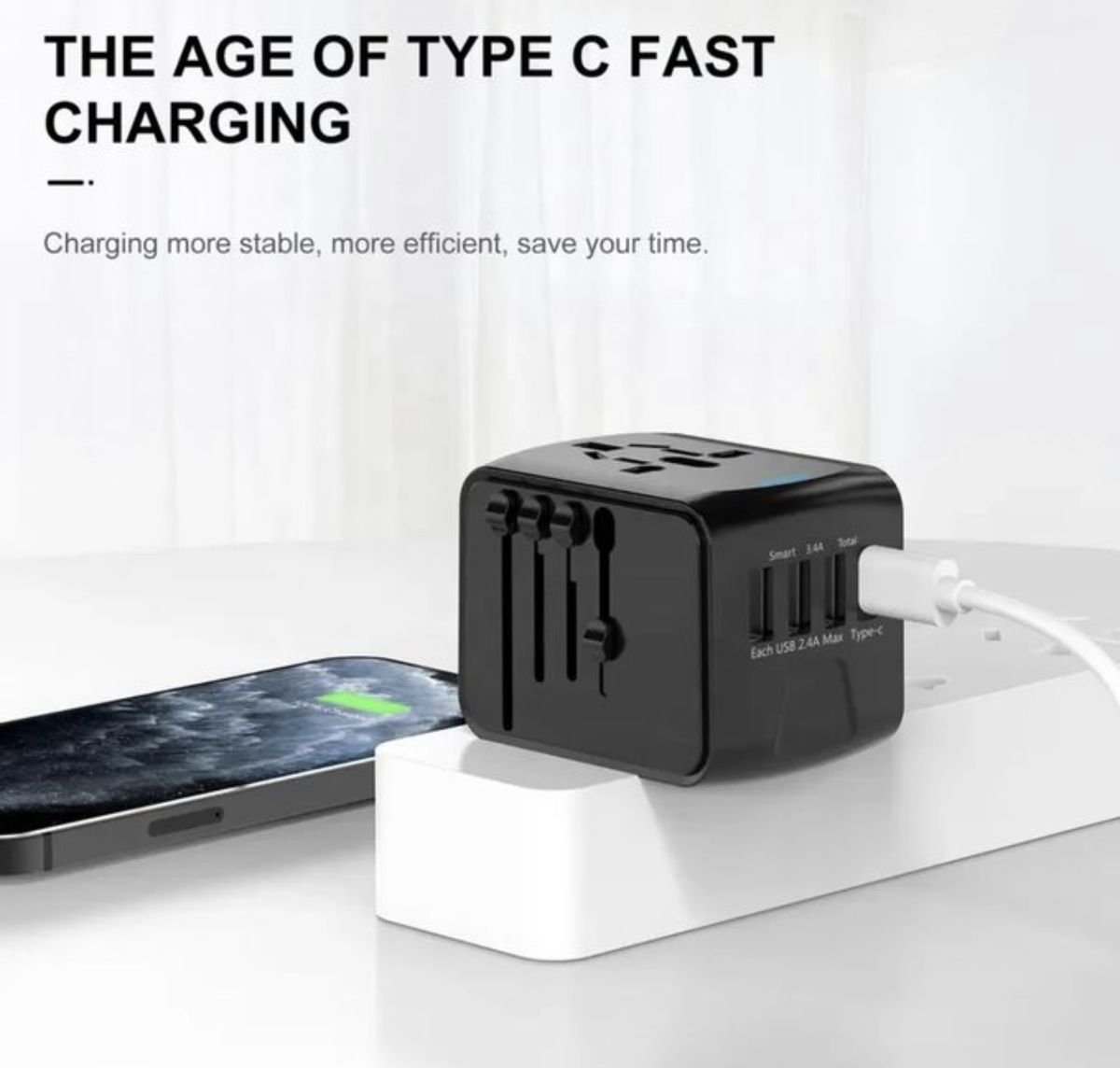 Universal Travel Wall Adapter - USB Type C + USB 3.0