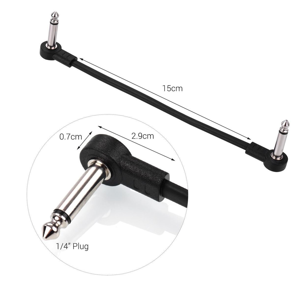 Ggiant AC-8 Guitar Effect Pedal Flat Patch Cables 6 Inch Length with 1/4 Inch Right Angle Connectors Patch Cable Kit 4 Packs