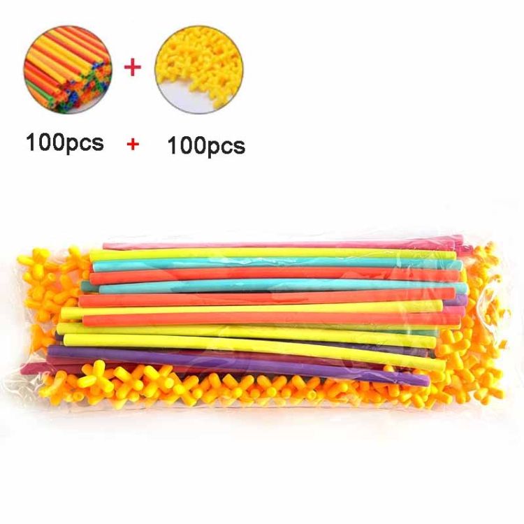 Straw Building Blocks 100pcs Pipe+100 Connectors