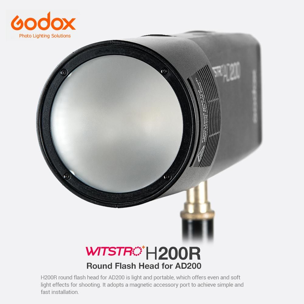 Godox H200R 200W Ring Flash Head with Spiral Flash Tube Magnetic Accessory Port for Godox EC200 AD200 Pocket Flash Speedlite