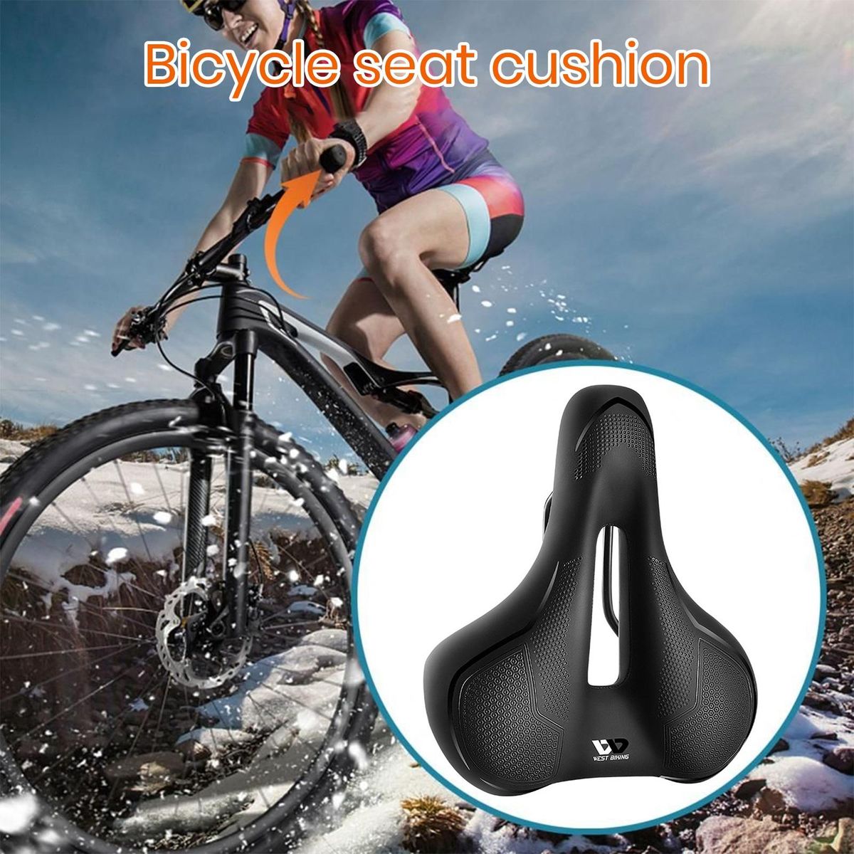 Bicycle Saddle Mountain Bike Seat Cushion Cycling Saddle Black