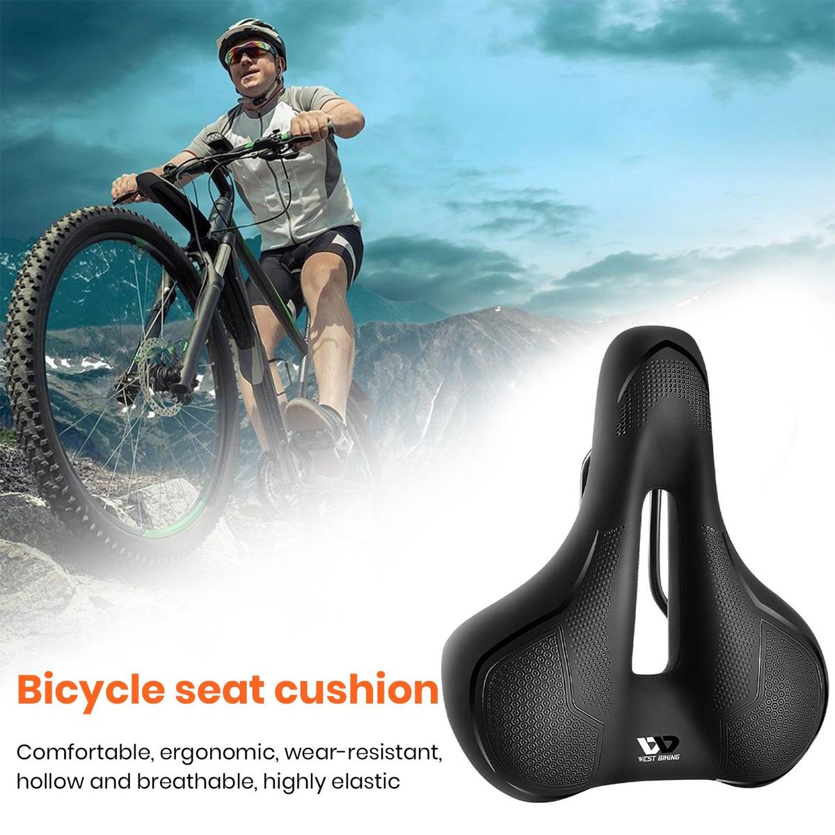 Bicycle Saddle Mountain Bike Seat Cushion Cycling Saddle Black