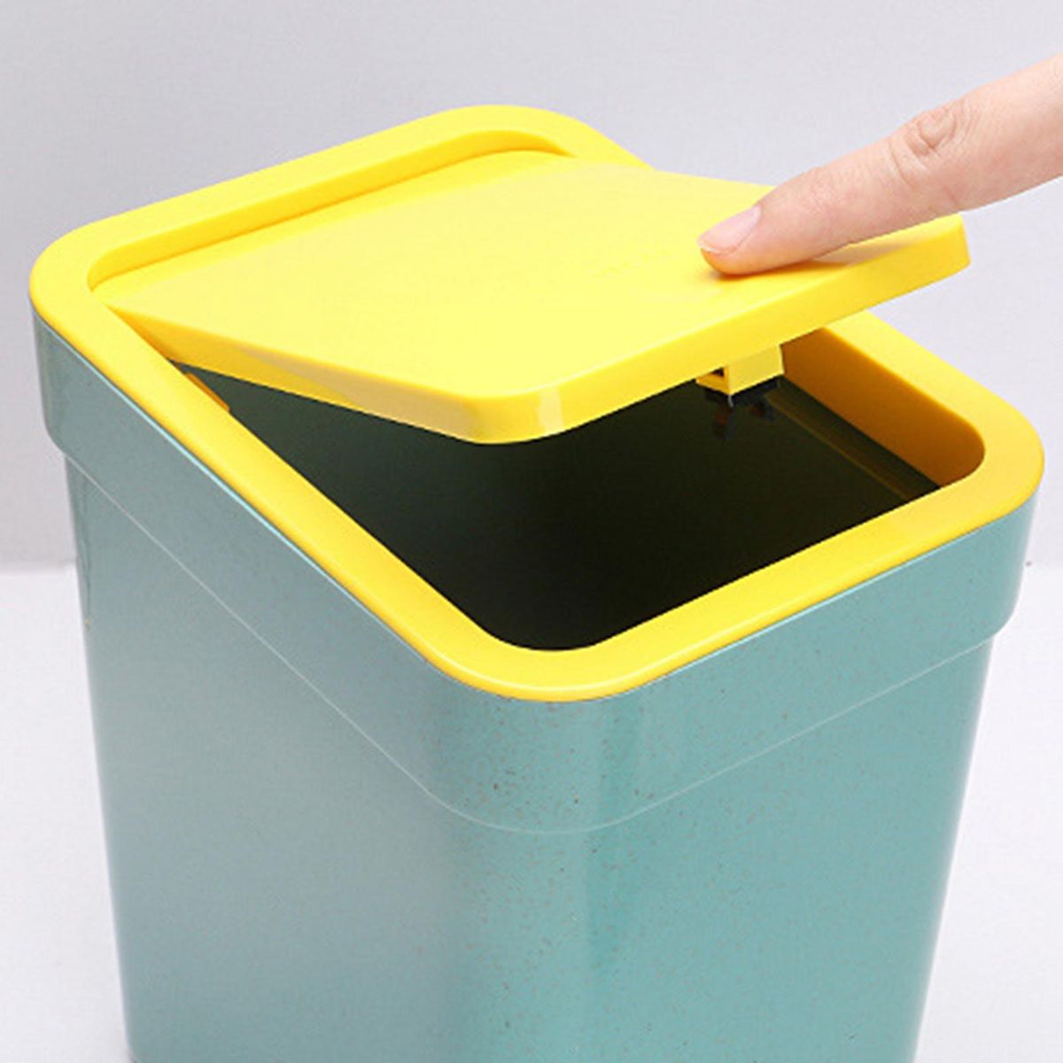 Desktop Trash Bin Pressing Type Rubbish Bucket Garbage Bag Holder Yellow and Green