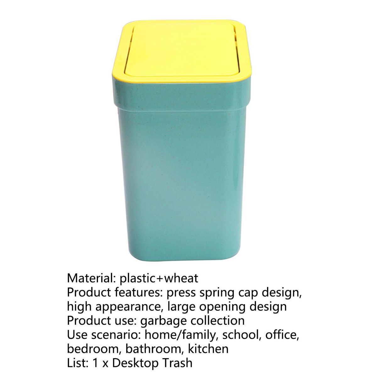 Desktop Trash Bin Pressing Type Rubbish Bucket Garbage Bag Holder Yellow and Green