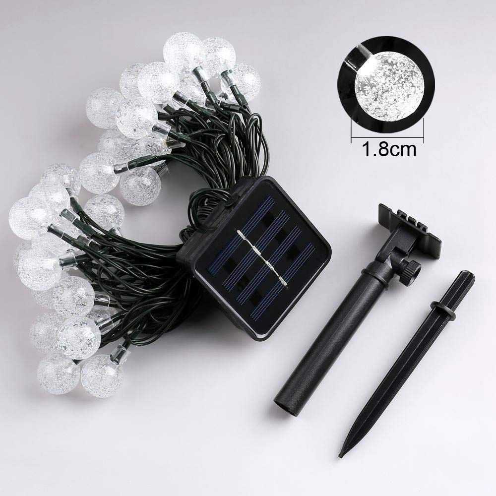 Solar String Light 20 50 LED Crystal Ball Waterproof Lights
