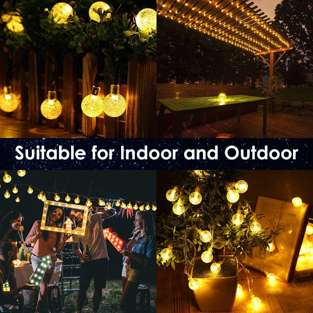 Solar String Light 20 50 LED Crystal Ball Waterproof Lights